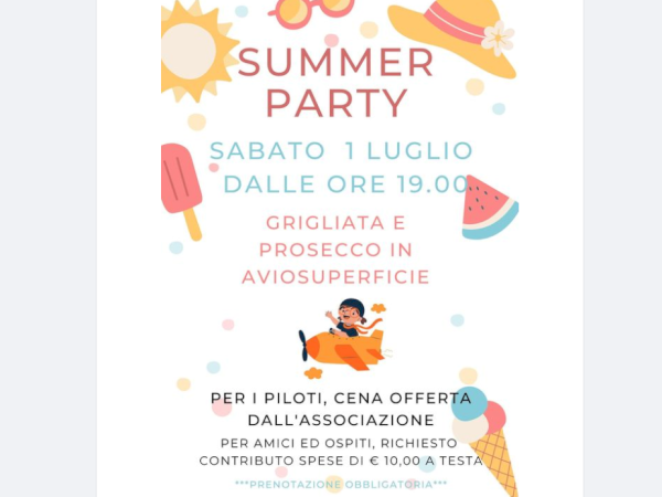 SUMMER PARTY Saturday 1st July