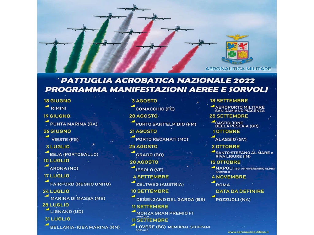 NATIONAL ACROBATIC PATROL 2022 AIR AND OVERFLIGHT EVENTS PROGRAM