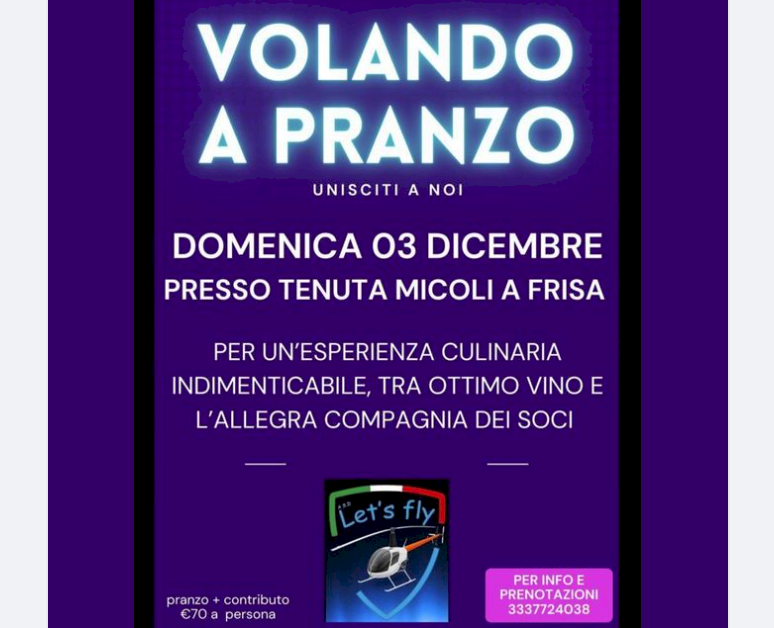 VOLANDO A PRANZO 3 dicembre 2023