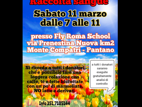 Raccolta sangue - sabato 11 marzo dalle 7:00 alle 11:00